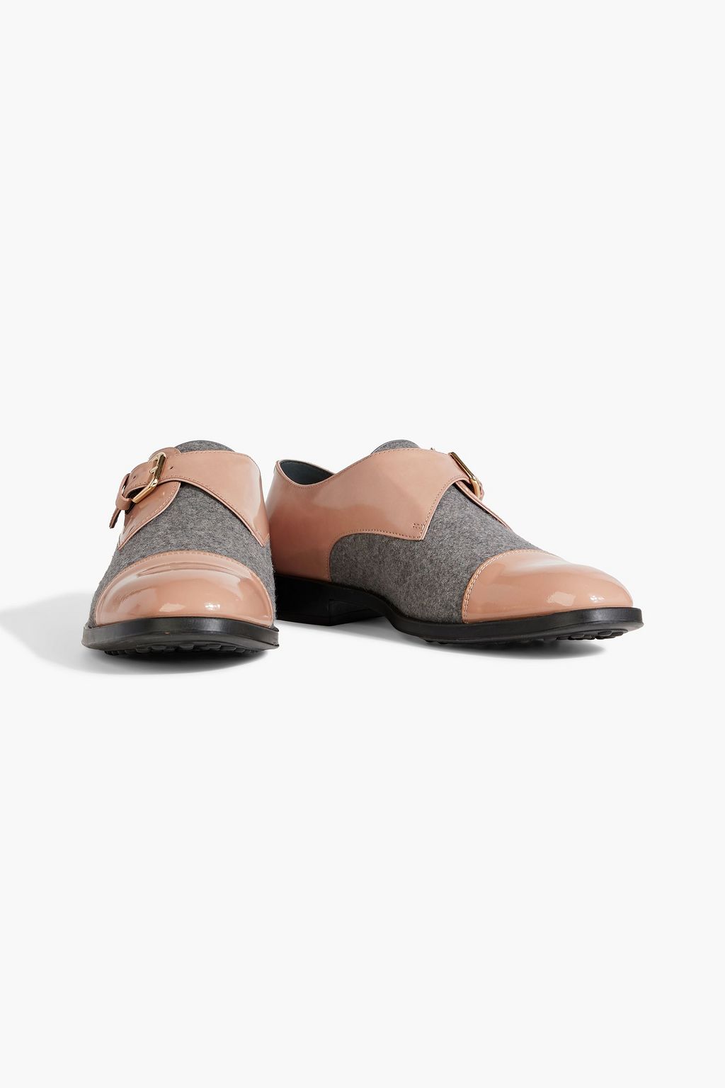 TOD'S Buckled felt and patent-leather brogues