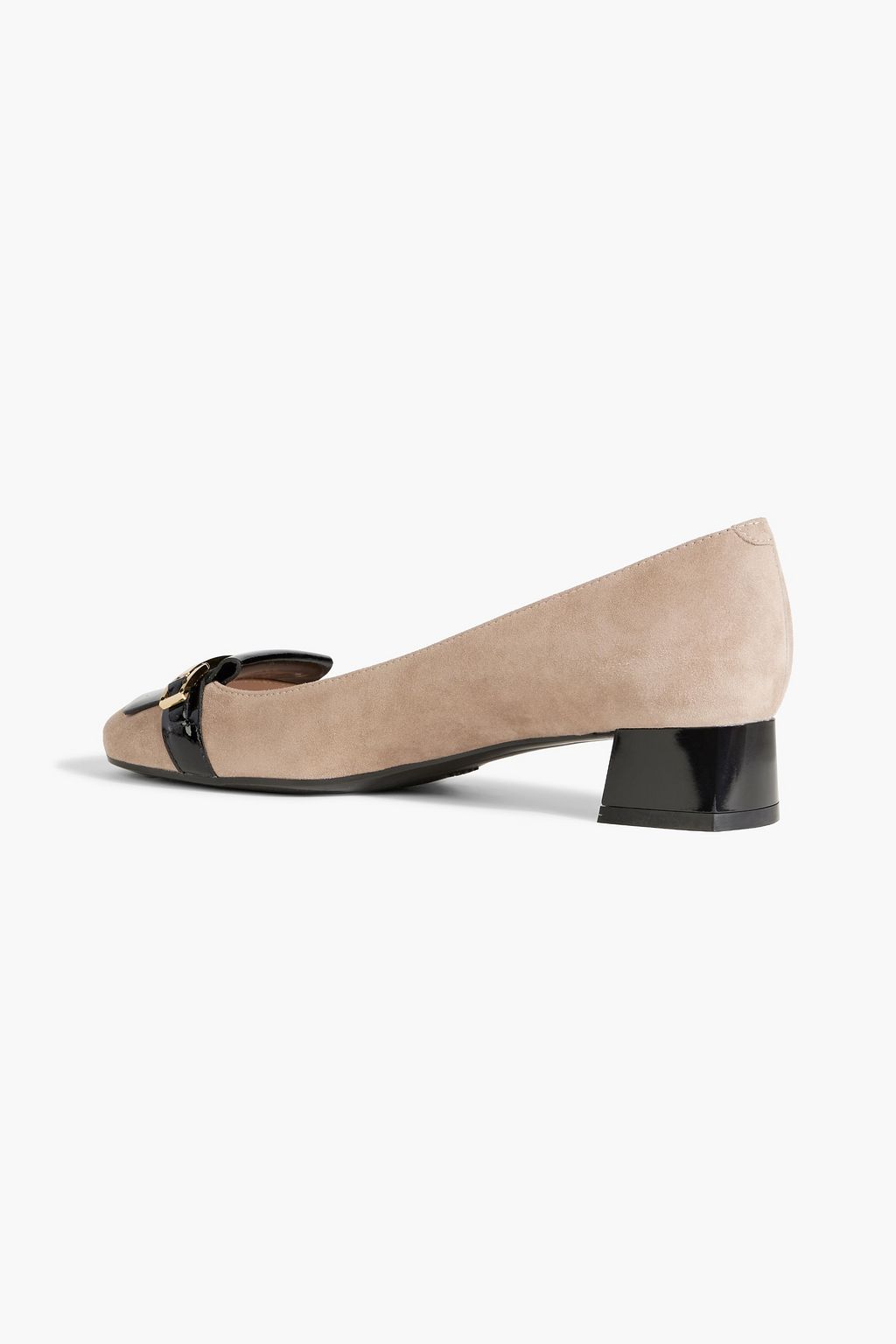 TOD'S Embellished patent-leather-trimmed suede pumps