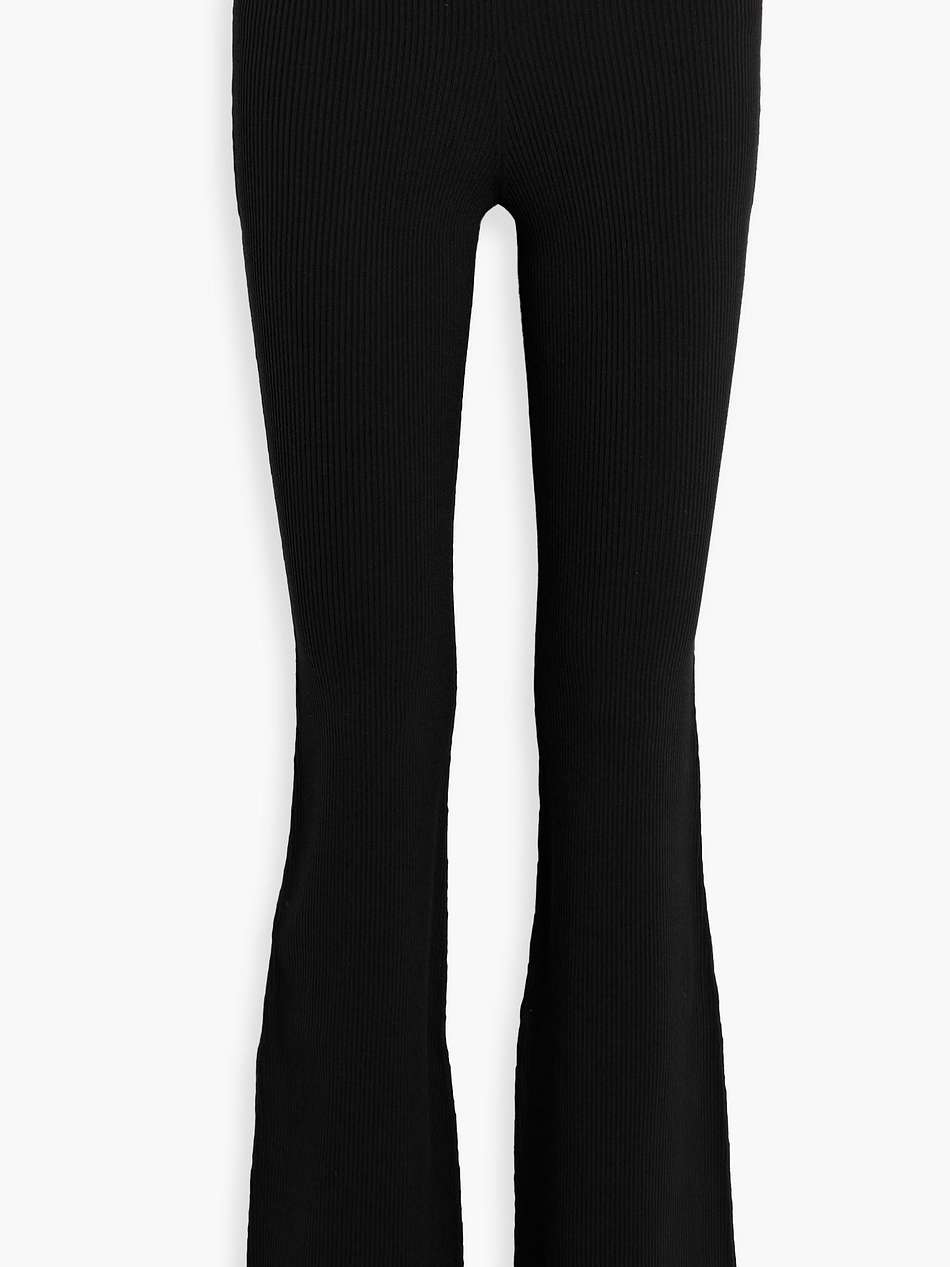 chain-trimmed ribbed-knit flared pants