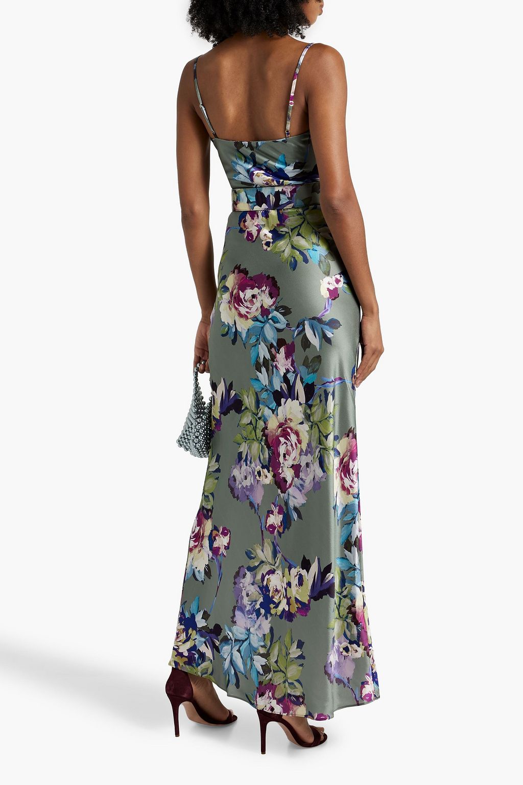 NICHOLAS Belted floral-print satin gown