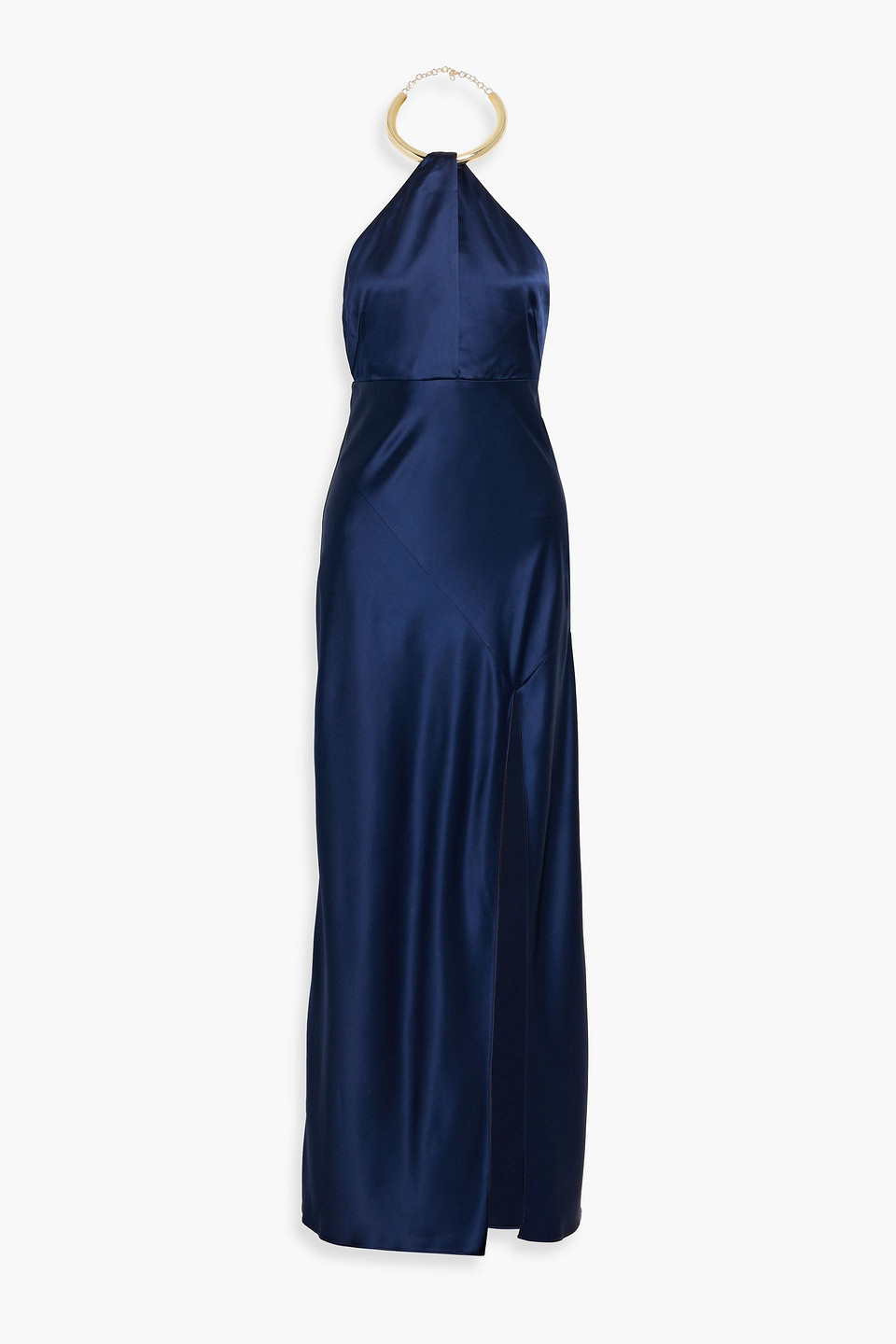 Nicholas Edyth Satin Halterneck Gown In Navy