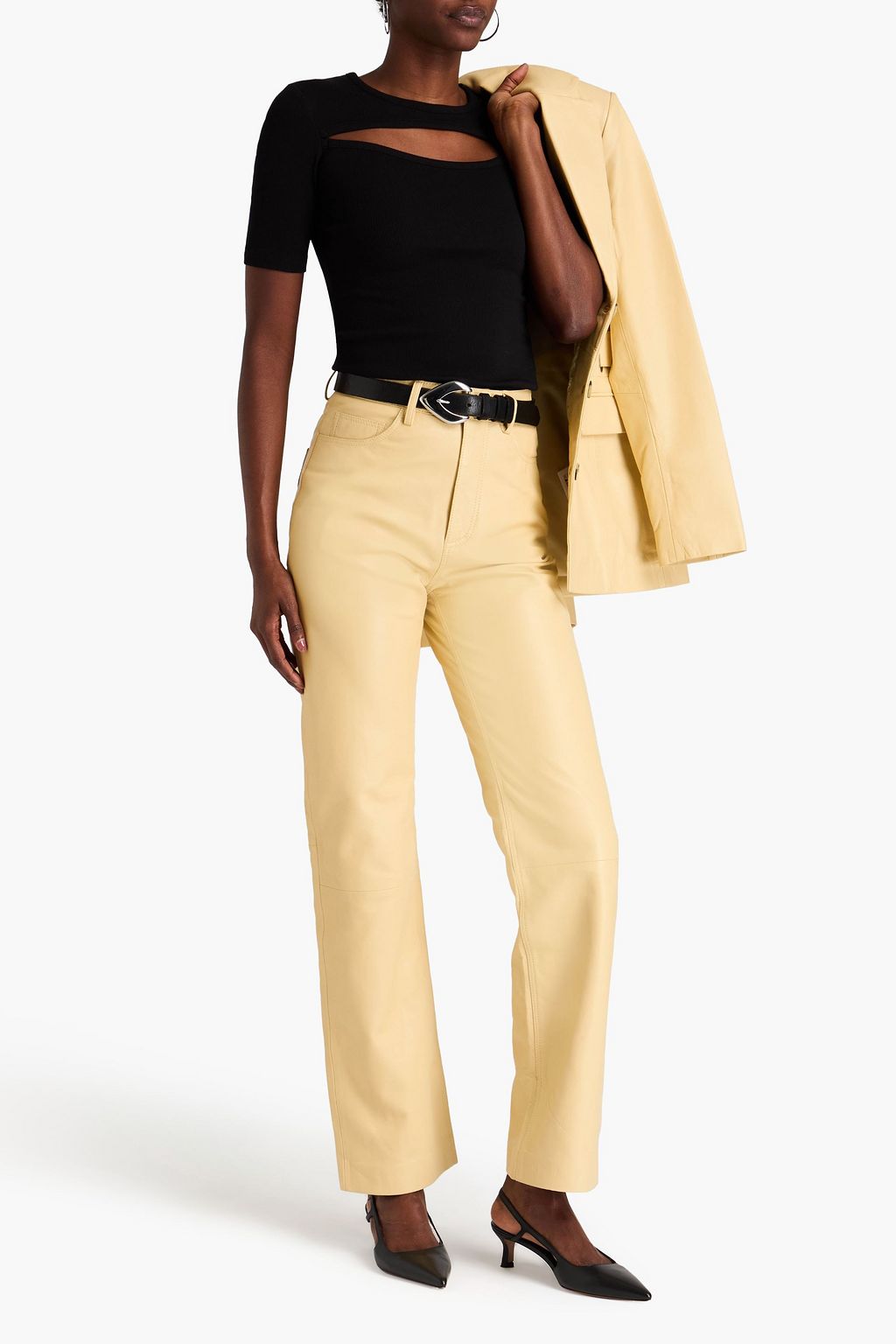 REMAIN BIRGER CHRISTENSEN Cutout ribbed cotton-blend jersey top