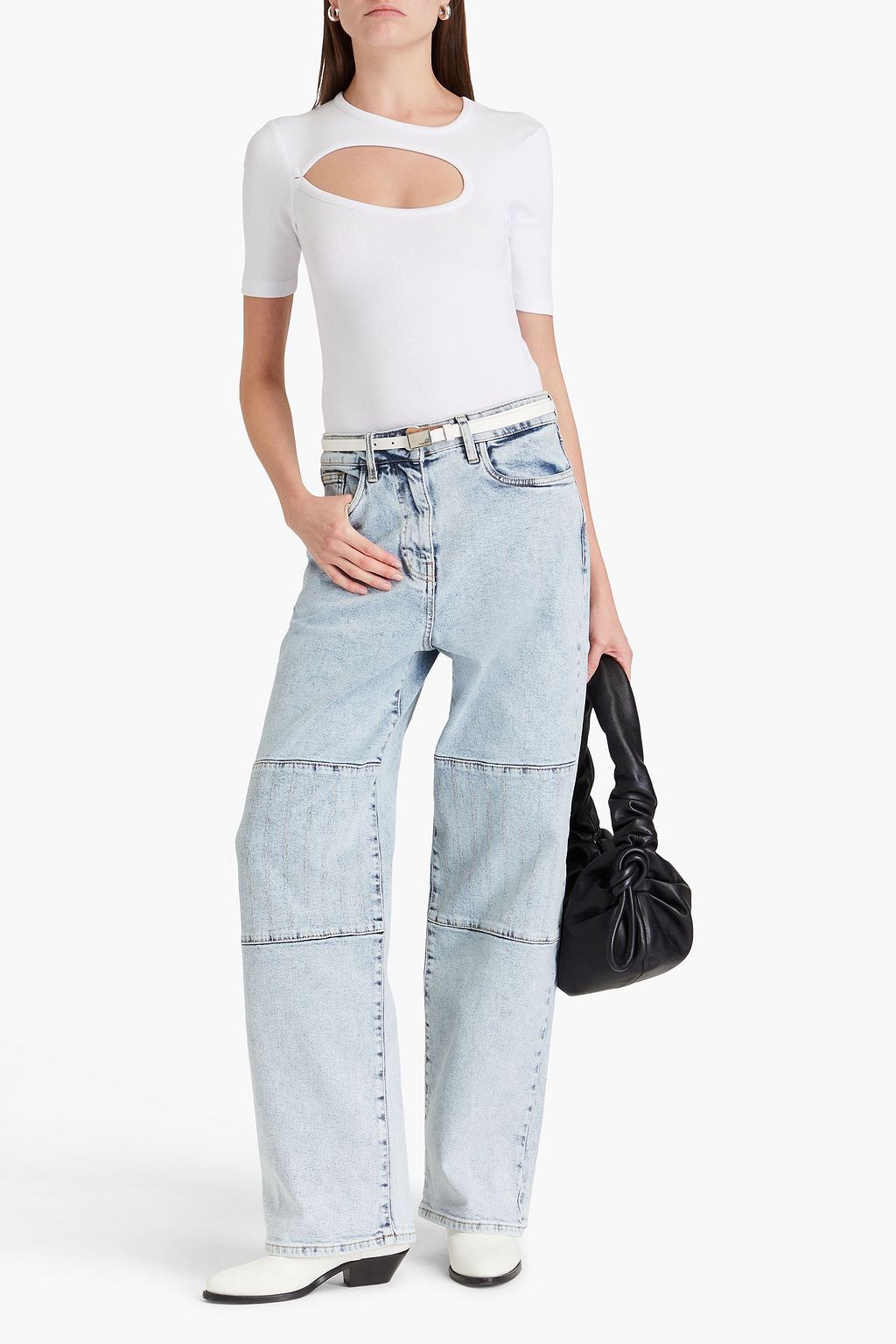 REMAIN BIRGER CHRISTENSEN Cutout ribbed cotton-blend jersey top
