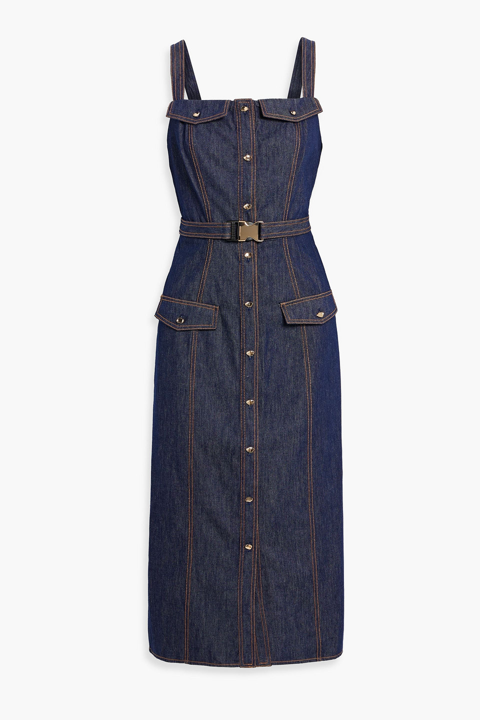 Nicholas Shea Belted Denim Midi Dress In Dark Denim