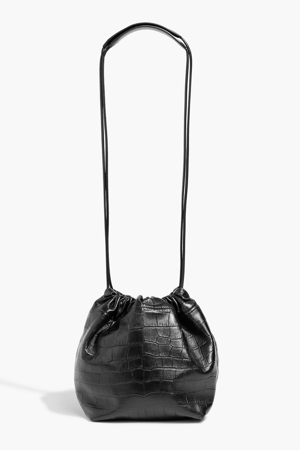 Croc effect leather bucket bag black One Size