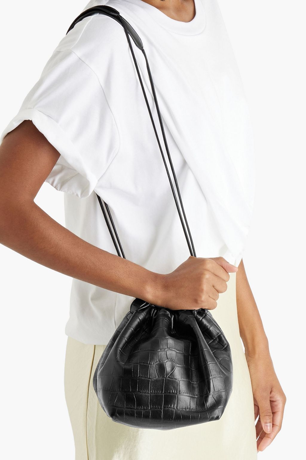 JIL SANDER Croc-effect leather bucket bag