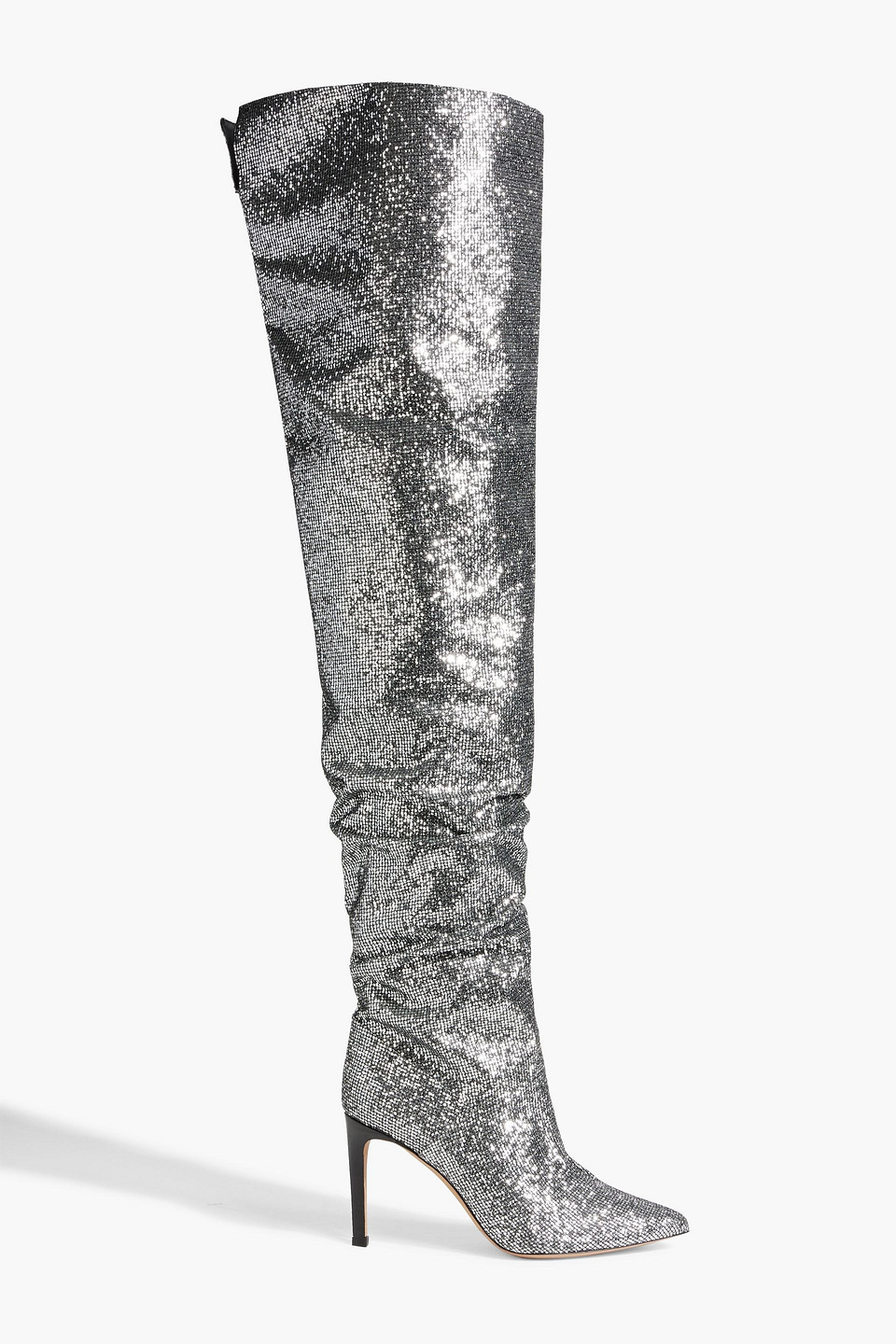 Iro Eva Glittered Faux Leather Thigh Boots In Silver