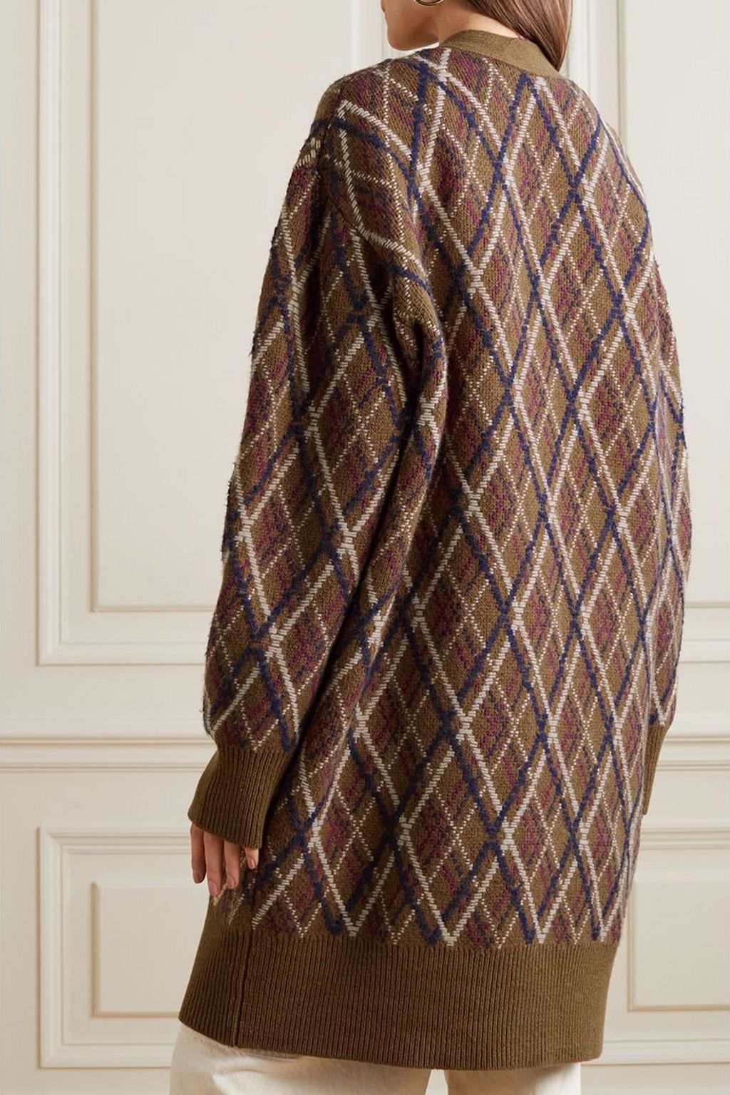 NILI LOTAN Cato argyle wool and cashmere-blend cardigan