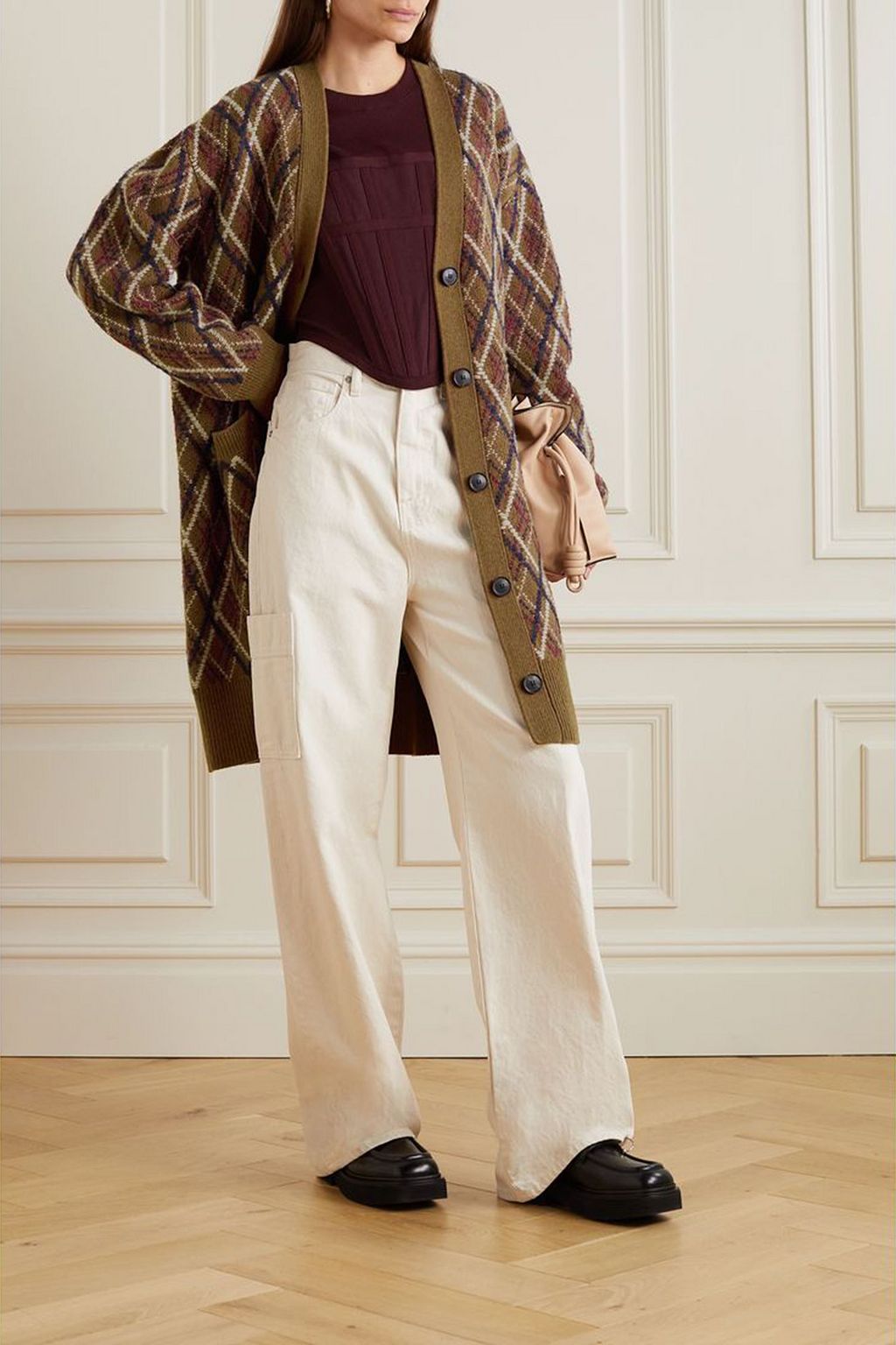 NILI LOTAN Cato argyle wool and cashmere-blend cardigan