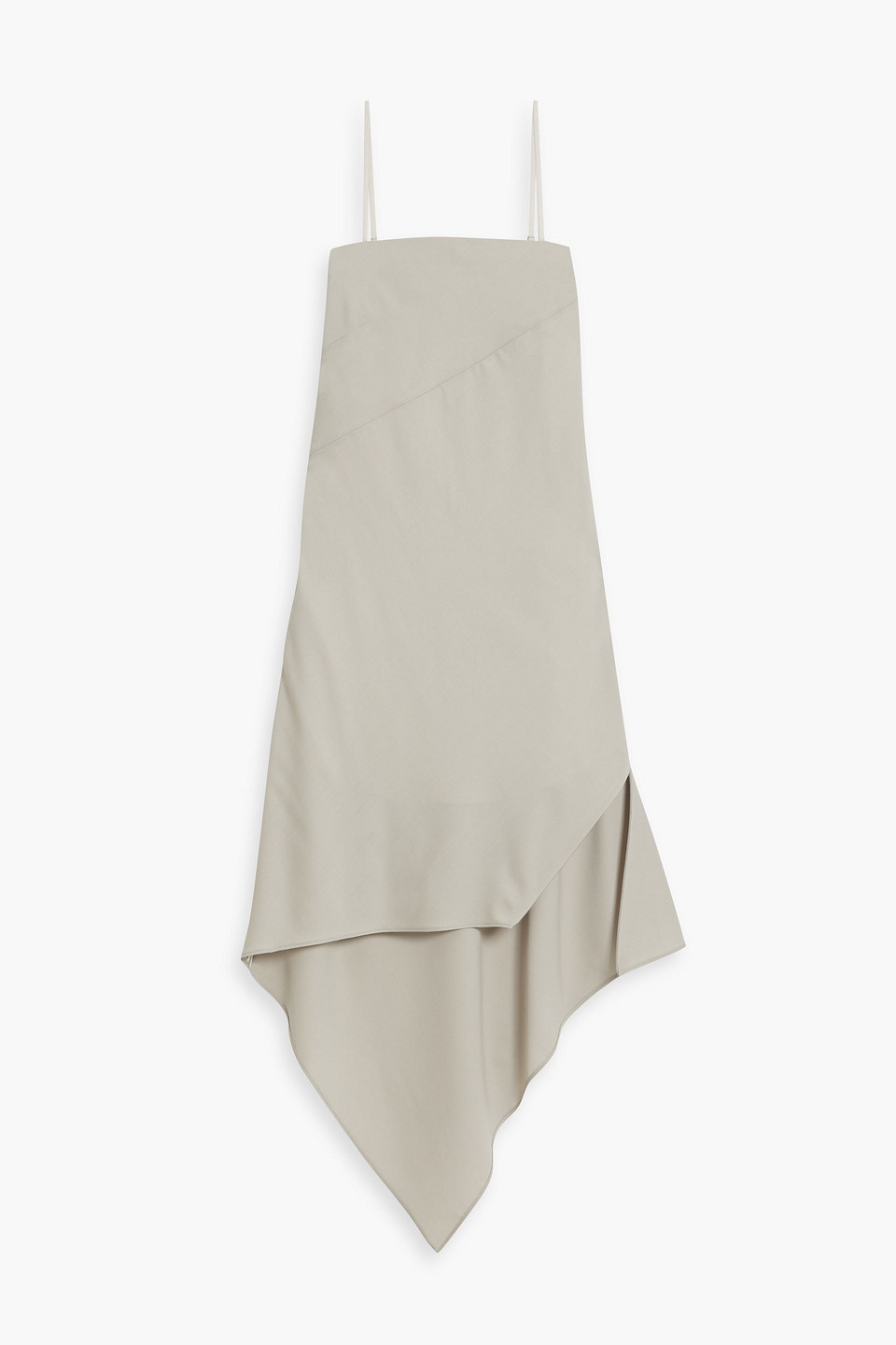 Helmut Lang Asymmetric Hem Wool Dress In Metallic