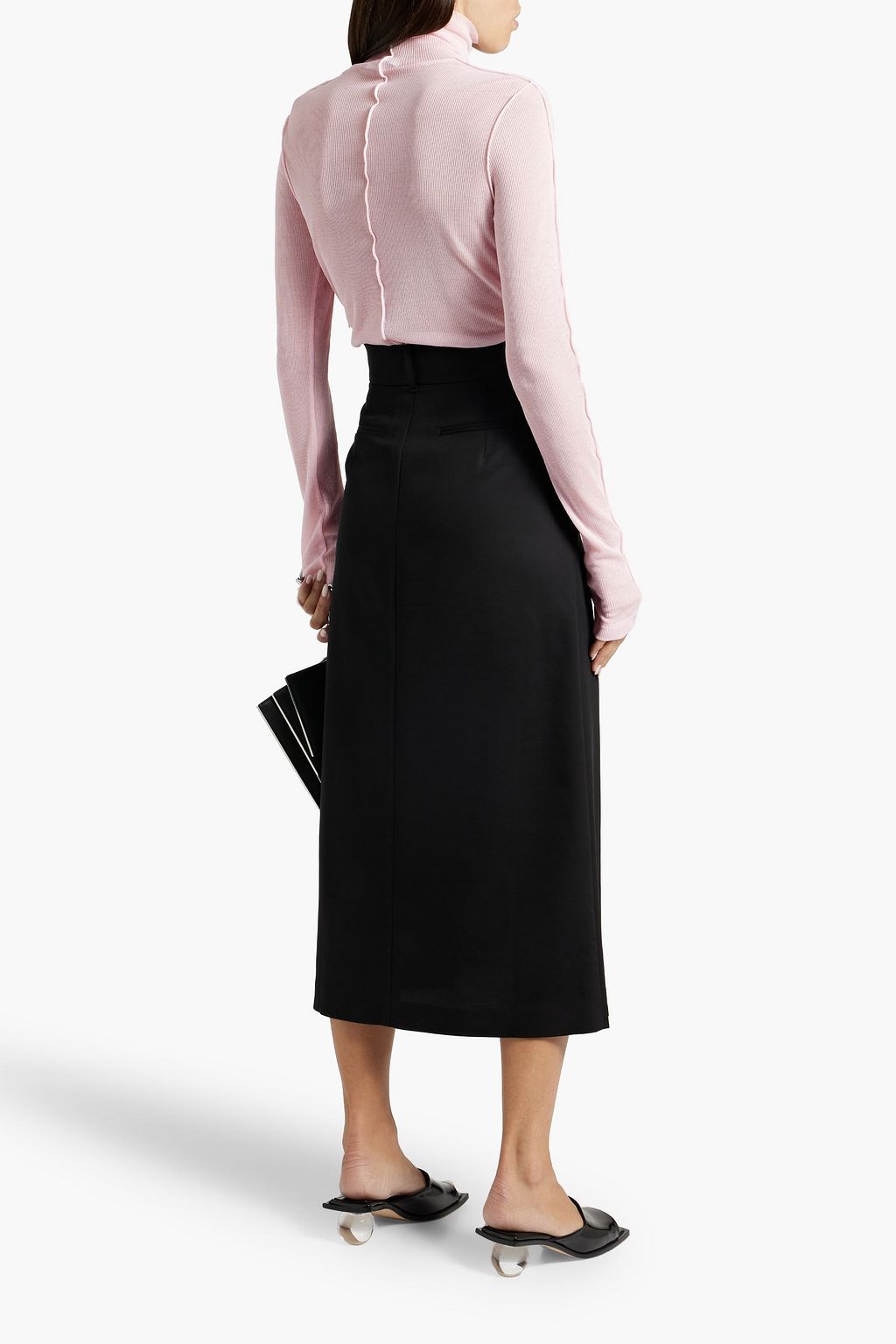 HELMUT LANG Ribbed cotton-blend turtleneck top
