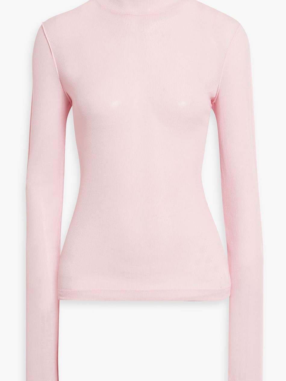 ribbed cotton-blend turtleneck top
