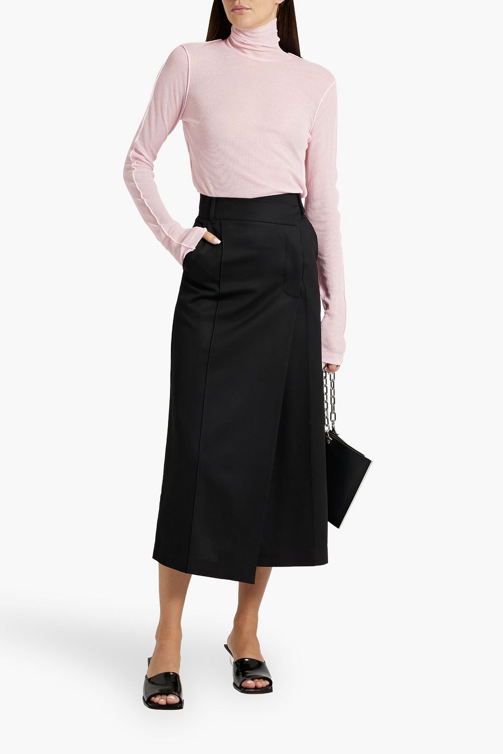 HELMUT LANG Ribbed cotton-blend turtleneck top
