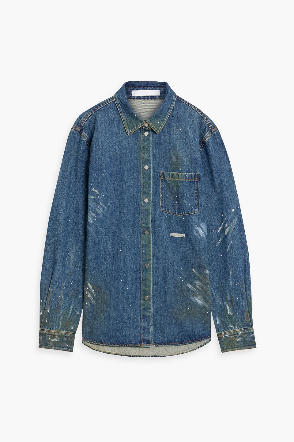 Helmut Lang Painted Denim Shirt Jacket In Mid Denim