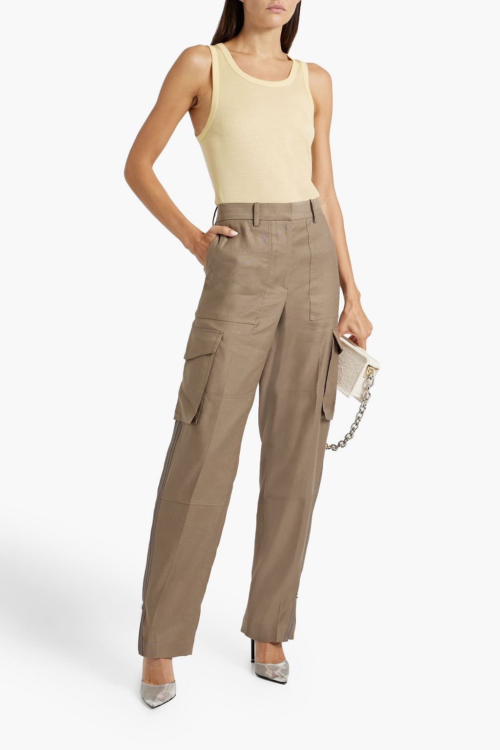 HELMUT LANG Lyocell and linen-blend canvas cargo pants