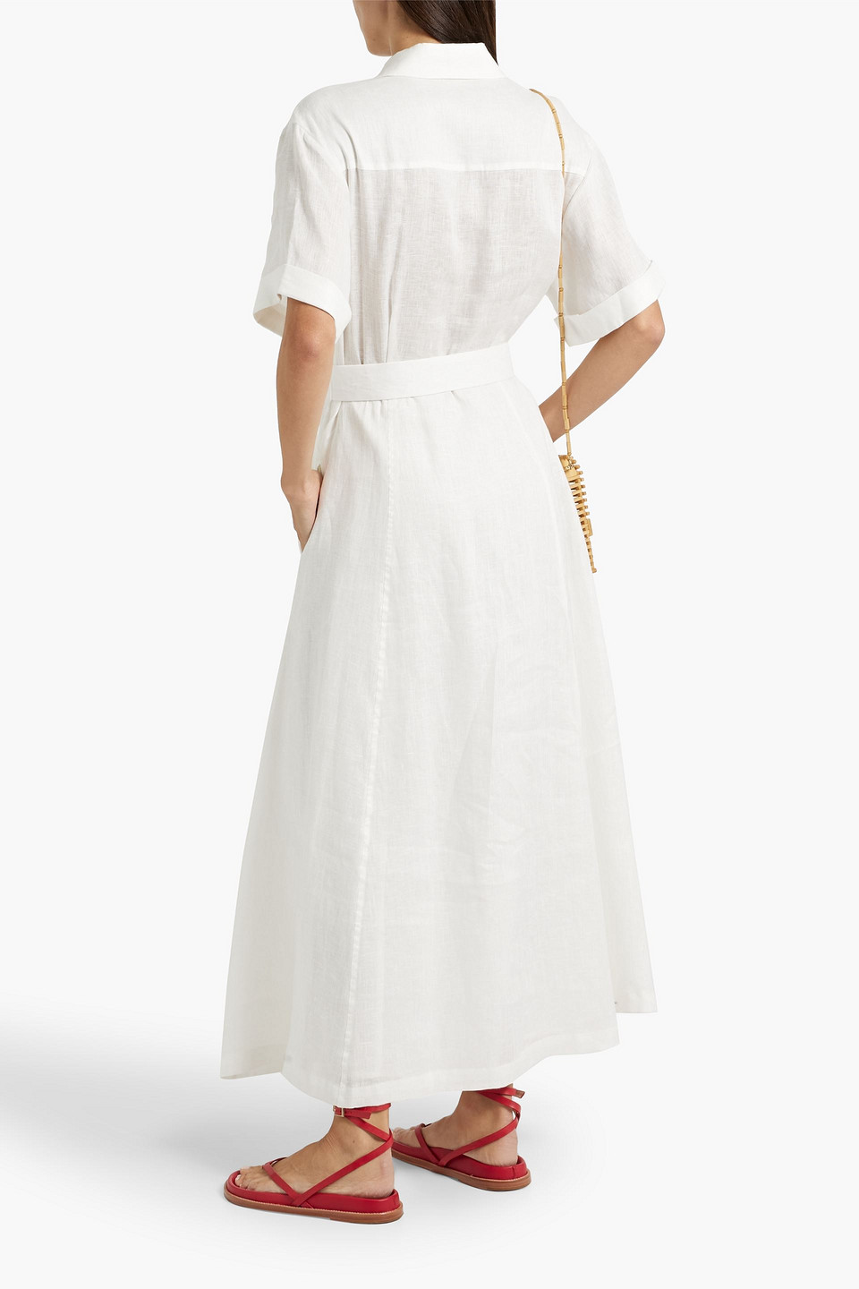 Nicholas Sunni Belted Utility Shirt Dress In Ivory
