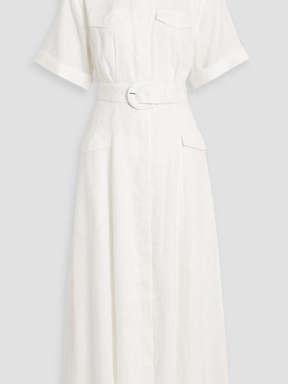 belted linen maxi shirt dress
