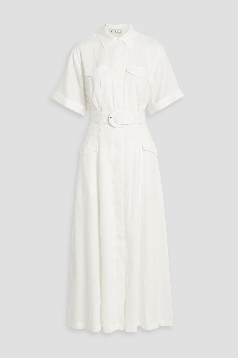 Nicholas Sunni Belted Utility Shirt Dress In Ivory