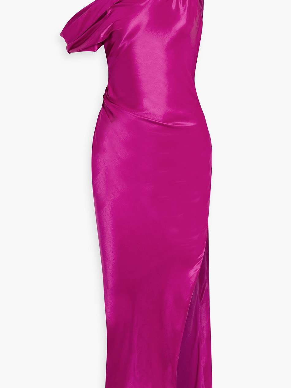 one-shoulder satin maxi dress