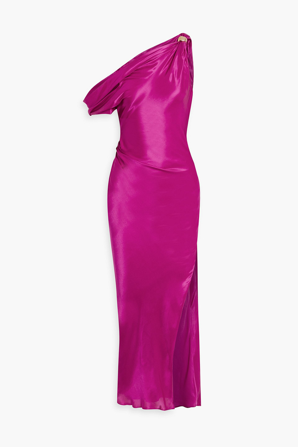 Nicholas Halle One-shoulder Satin Maxi Dress In Magenta
