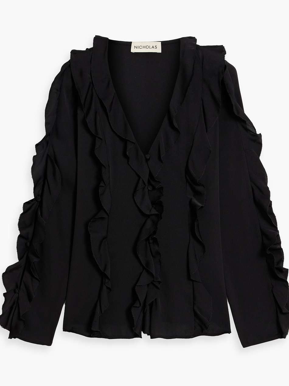 ruffled silk-blend blouse