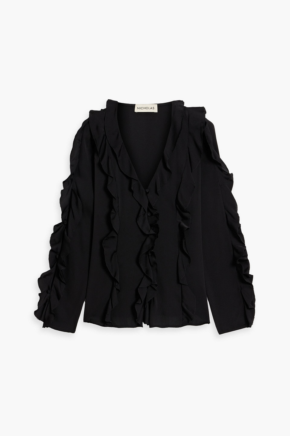 Ruffled silk-blend blouse