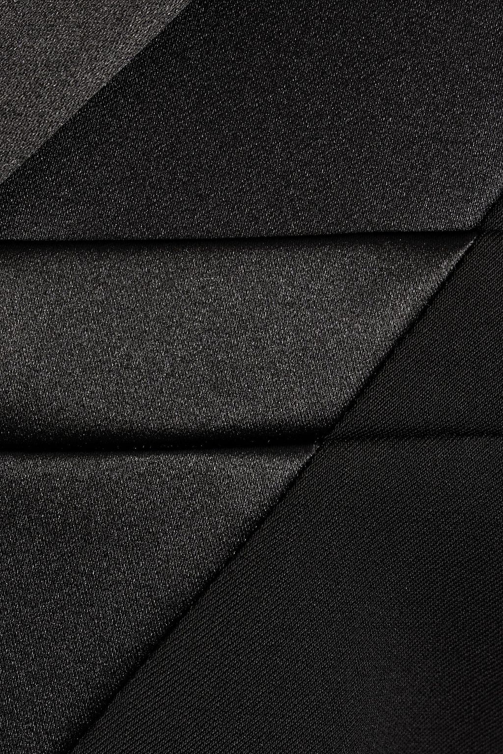HELMUT LANG بليزر من الصوف بقطع محاكة بجانب بعضها البعض من الساتان وصفين من الأزرار