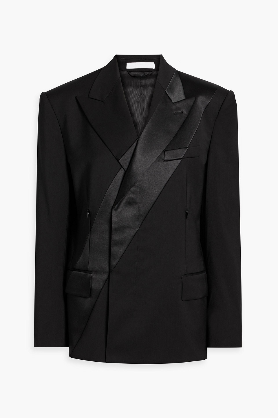 Helmut Lang Satin-panelled Wool Blazer In Black