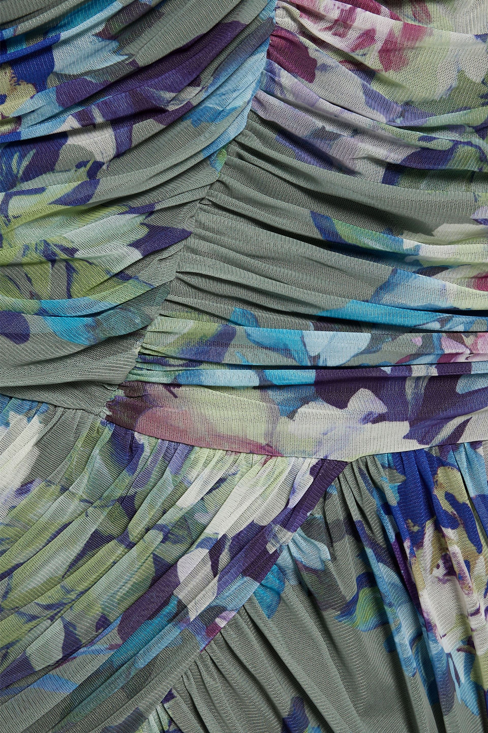 NICHOLAS STRAPLESS FLORAL-PRINT STRETCH-TULLE MIDI DRESS