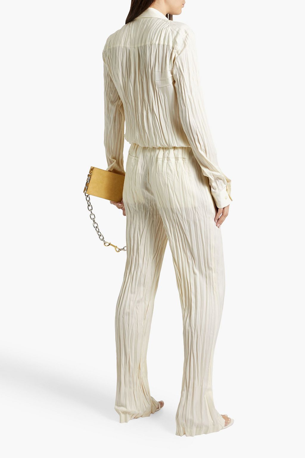 HELMUT LANG Plissé satin-crepe shirt