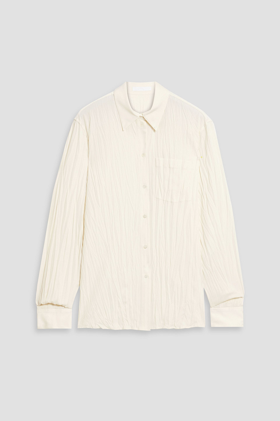 Helmut Lang Plissé Satin-crepe Shirt In Ivory