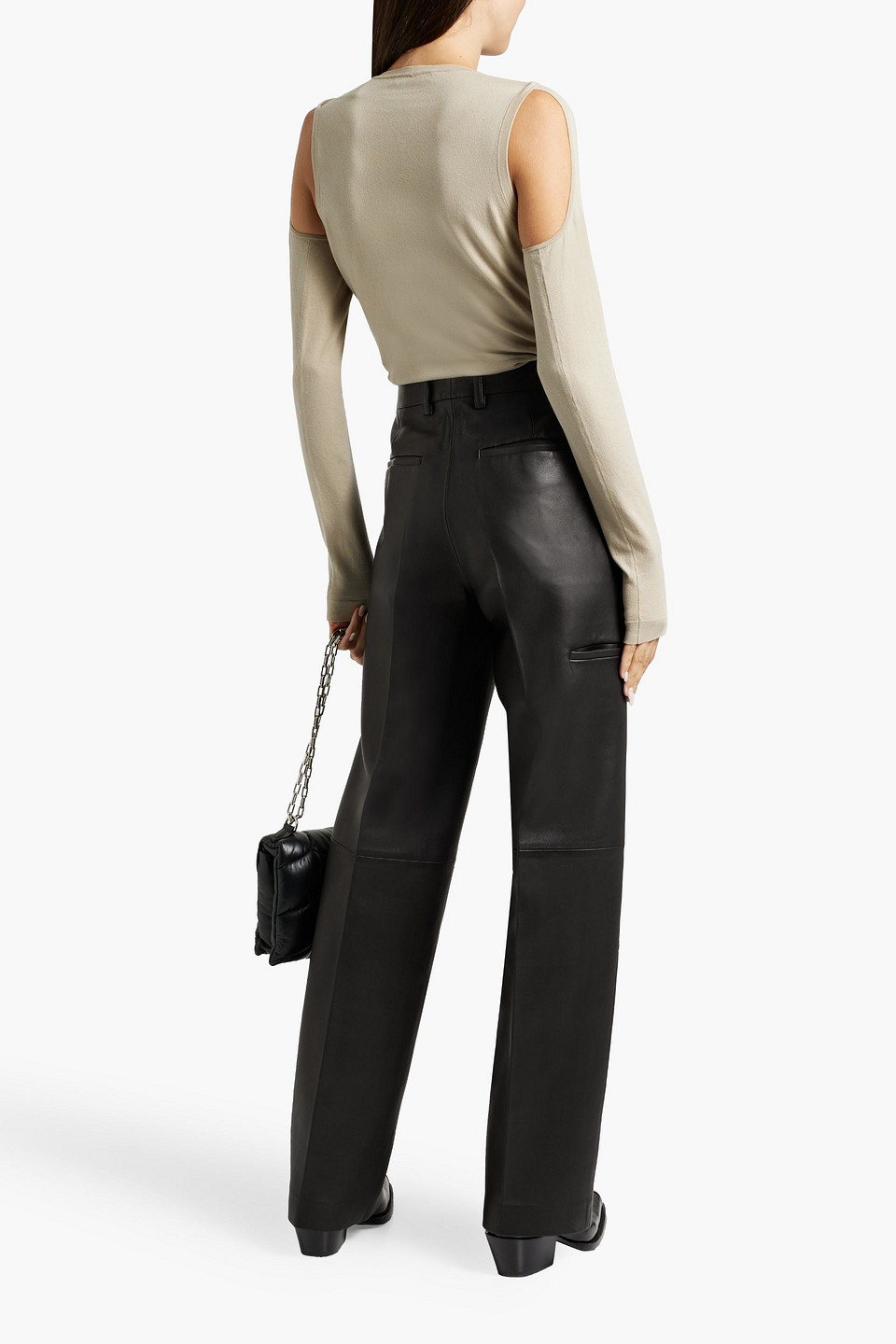 Helmut Lang Cutout Cotton-blend Jersey Top In Mushroom