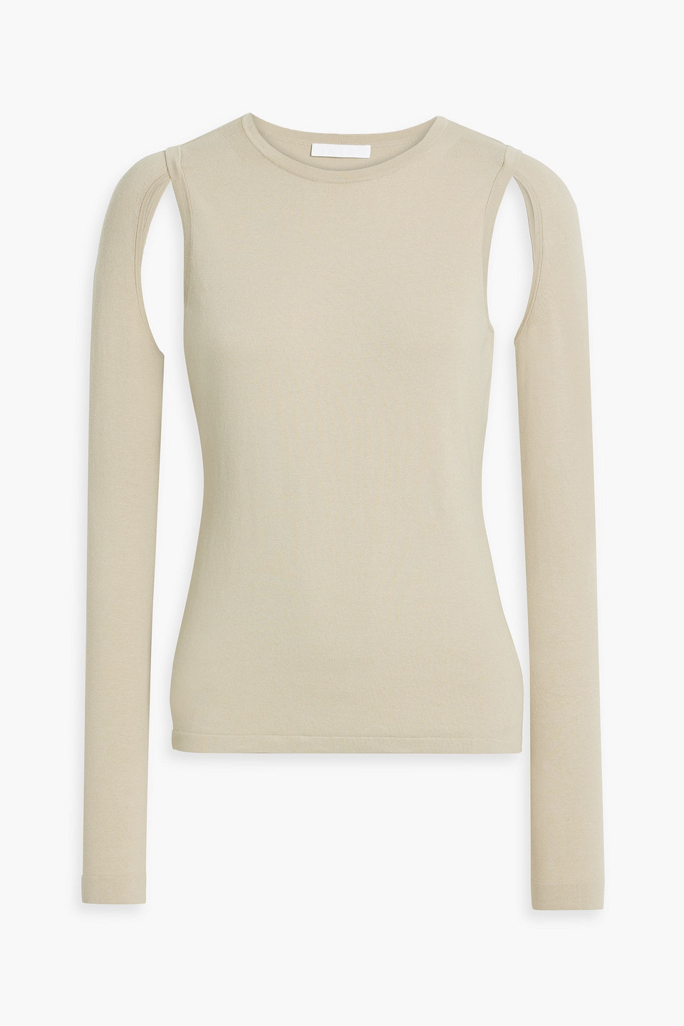 Helmut Lang Cutout Cotton-blend Jersey Top In Mushroom
