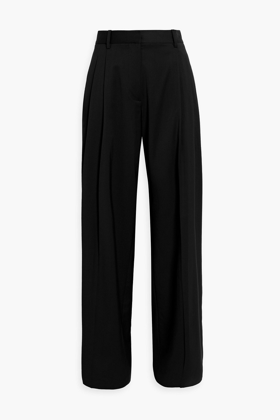 Helmut Lang Pleated Wool Wide-leg Pants In Black
