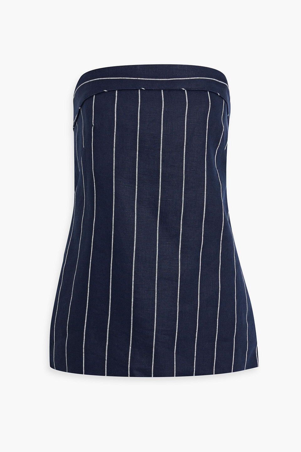 Nicholas Strapless Pinstriped Linen-blend Top In Navy