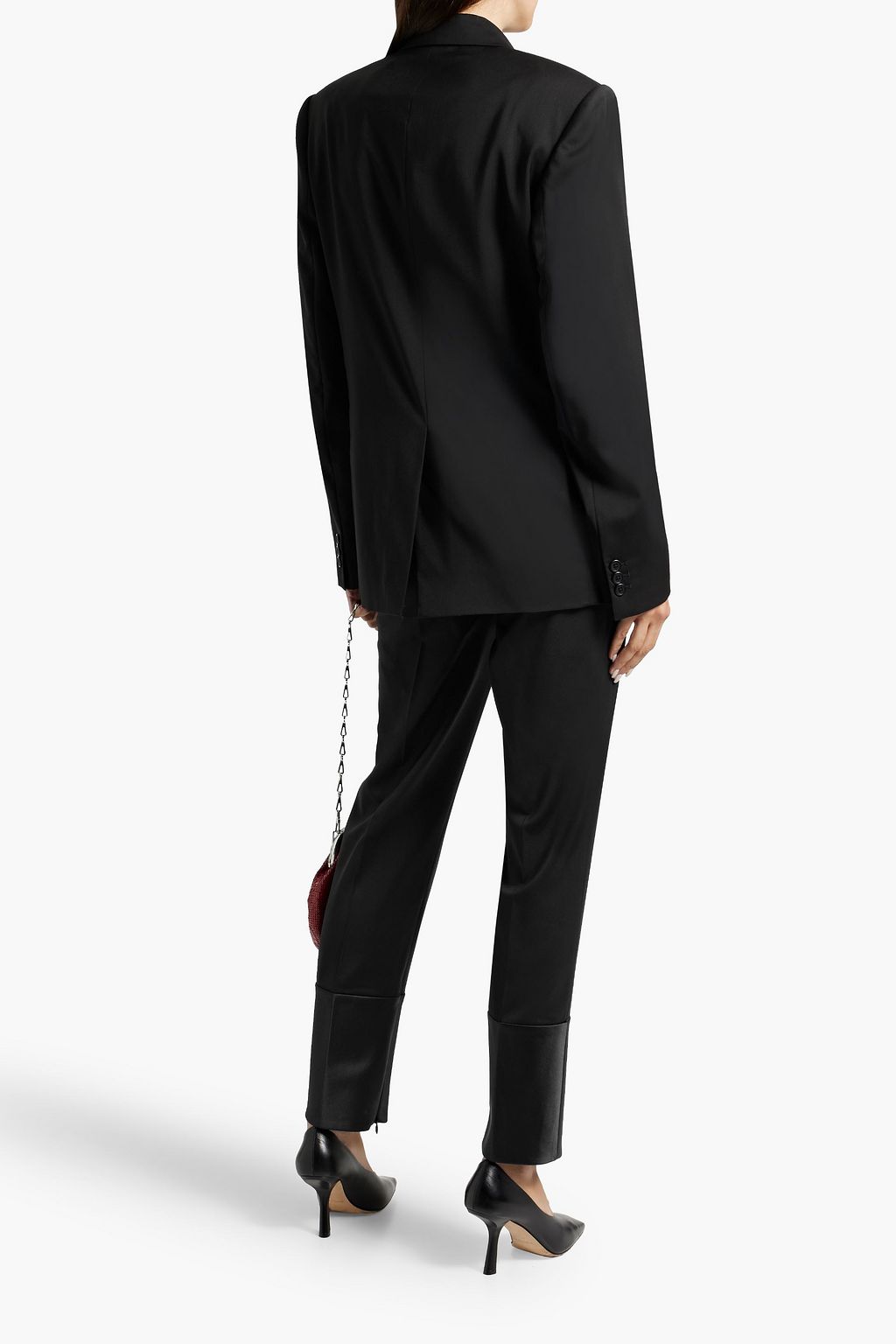 HELMUT LANG بنطال من الصوف بحواف من الساتان وبأرجل ضيقة