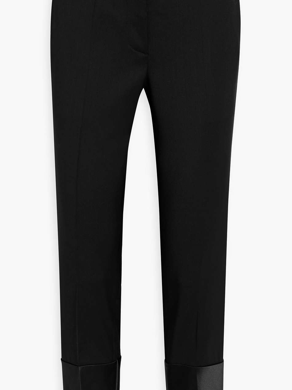 satin-trimmed wool slim-leg pants
