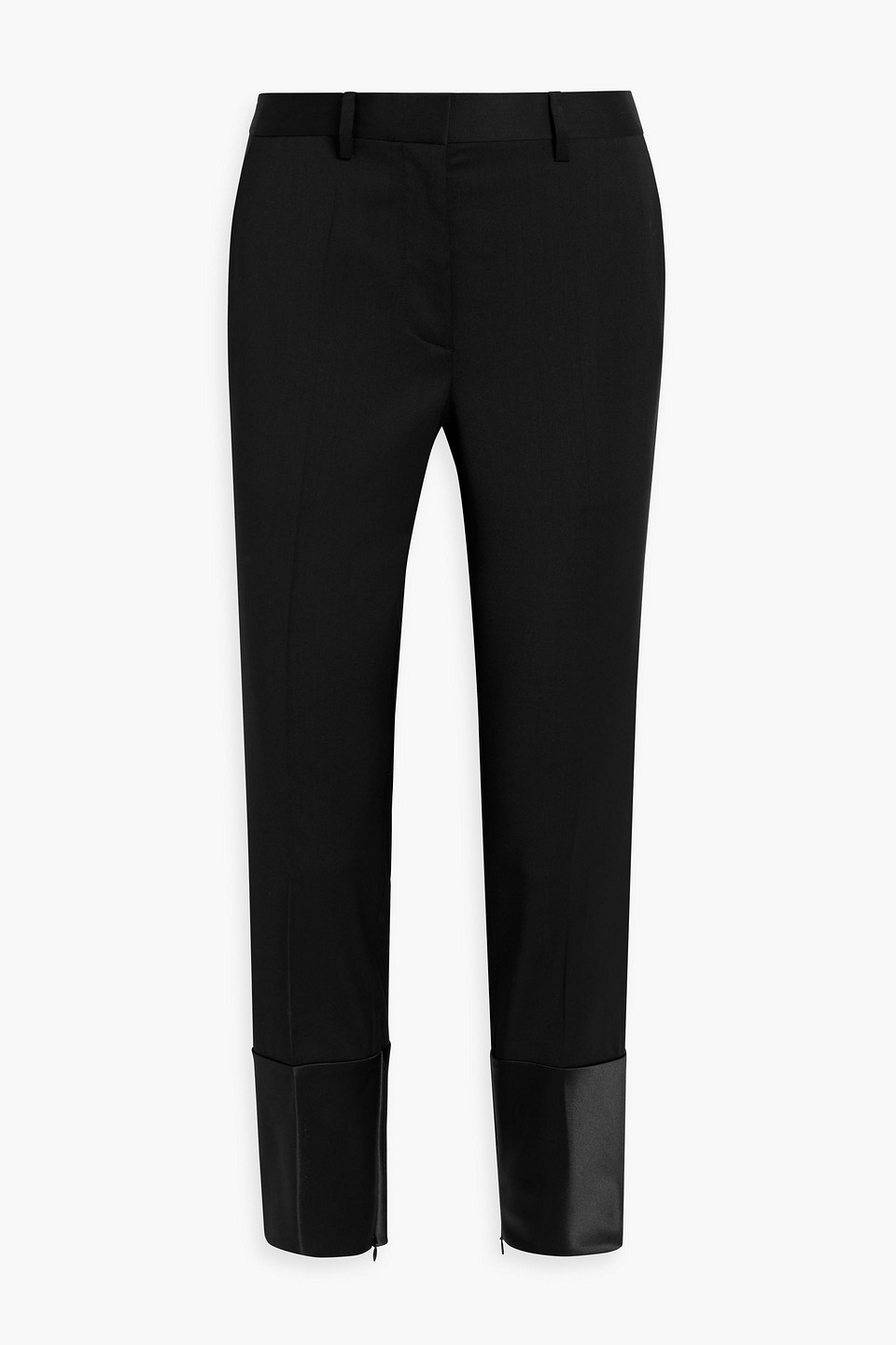 Satin-trimmed wool slim-leg pants