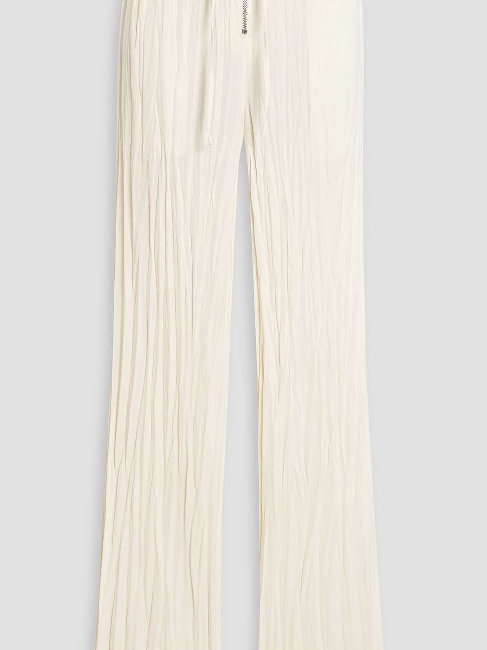 plissé satin-crepe straight-leg pants