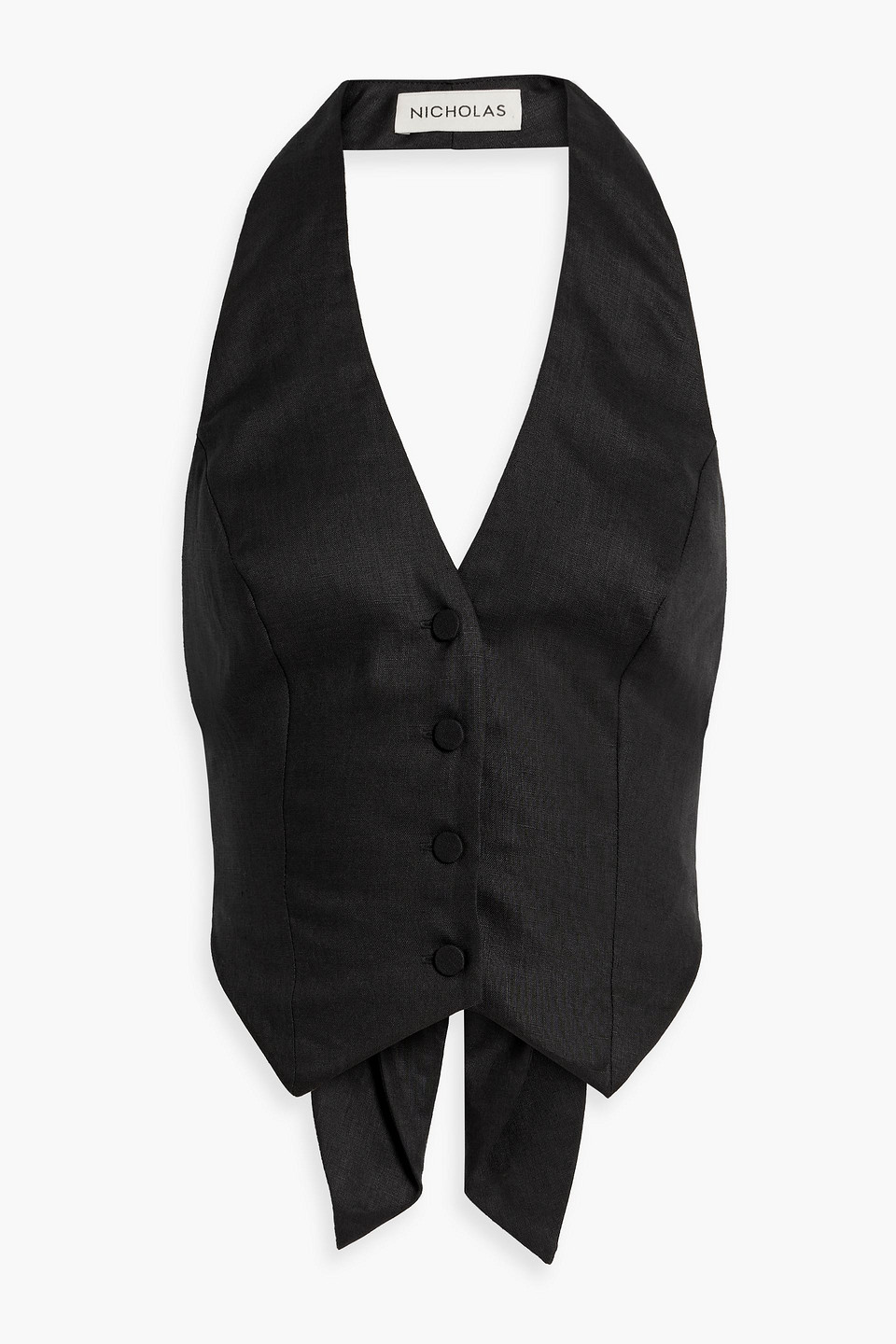 Nicholas Nia Linen Halterneck Vest In Black