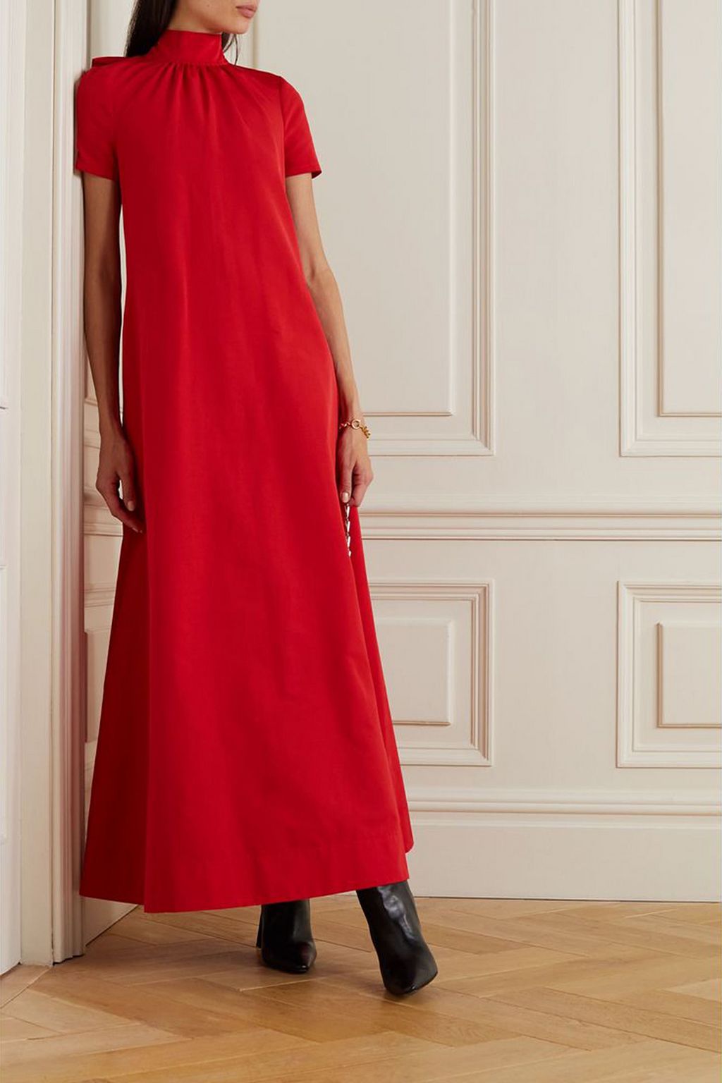 STAUD Ilana cotton-blend faille maxi dress