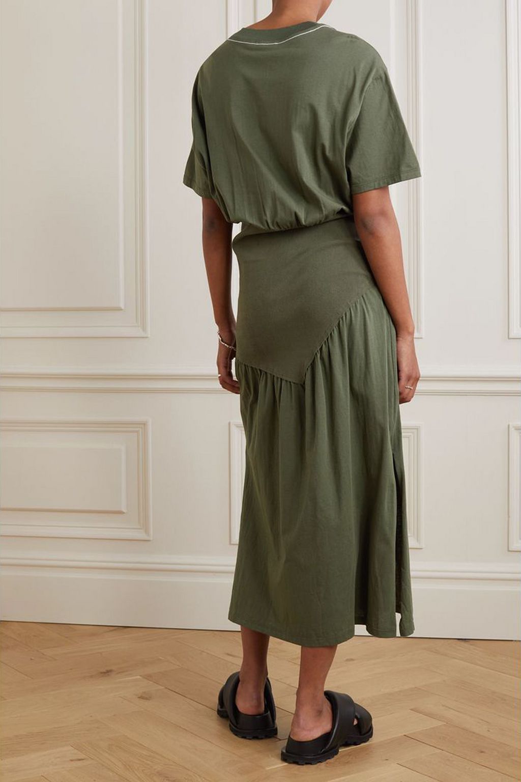BASSIKE Jersey-paneled  cotton-blend poplin maxi dress
