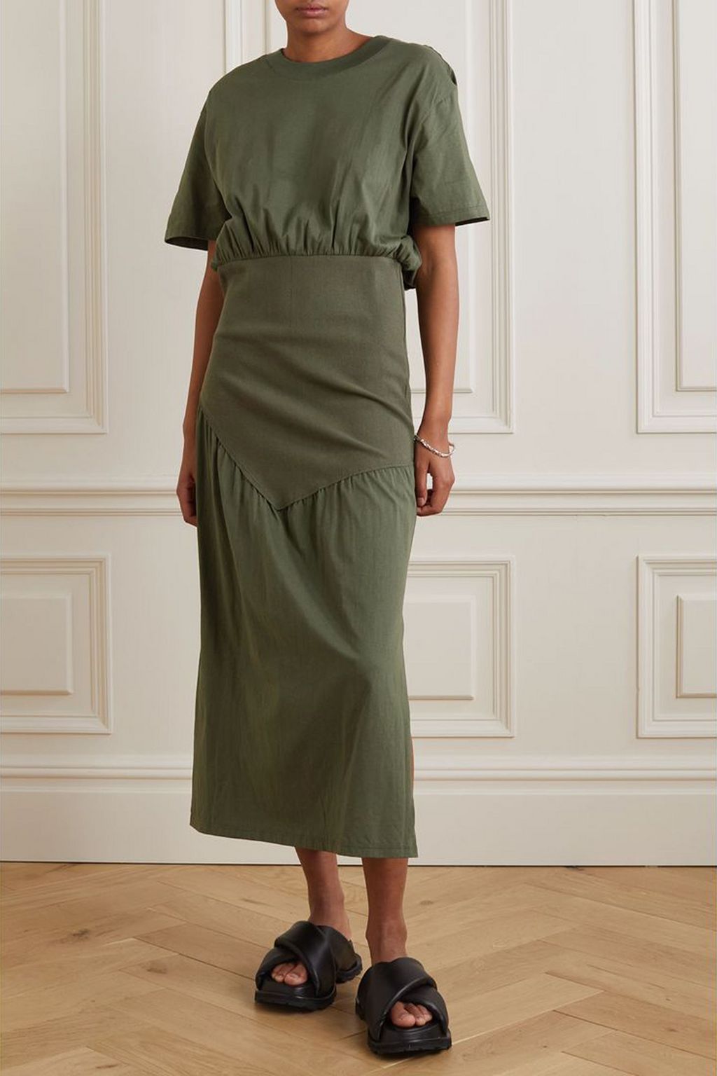 BASSIKE Jersey-paneled  cotton-blend poplin maxi dress