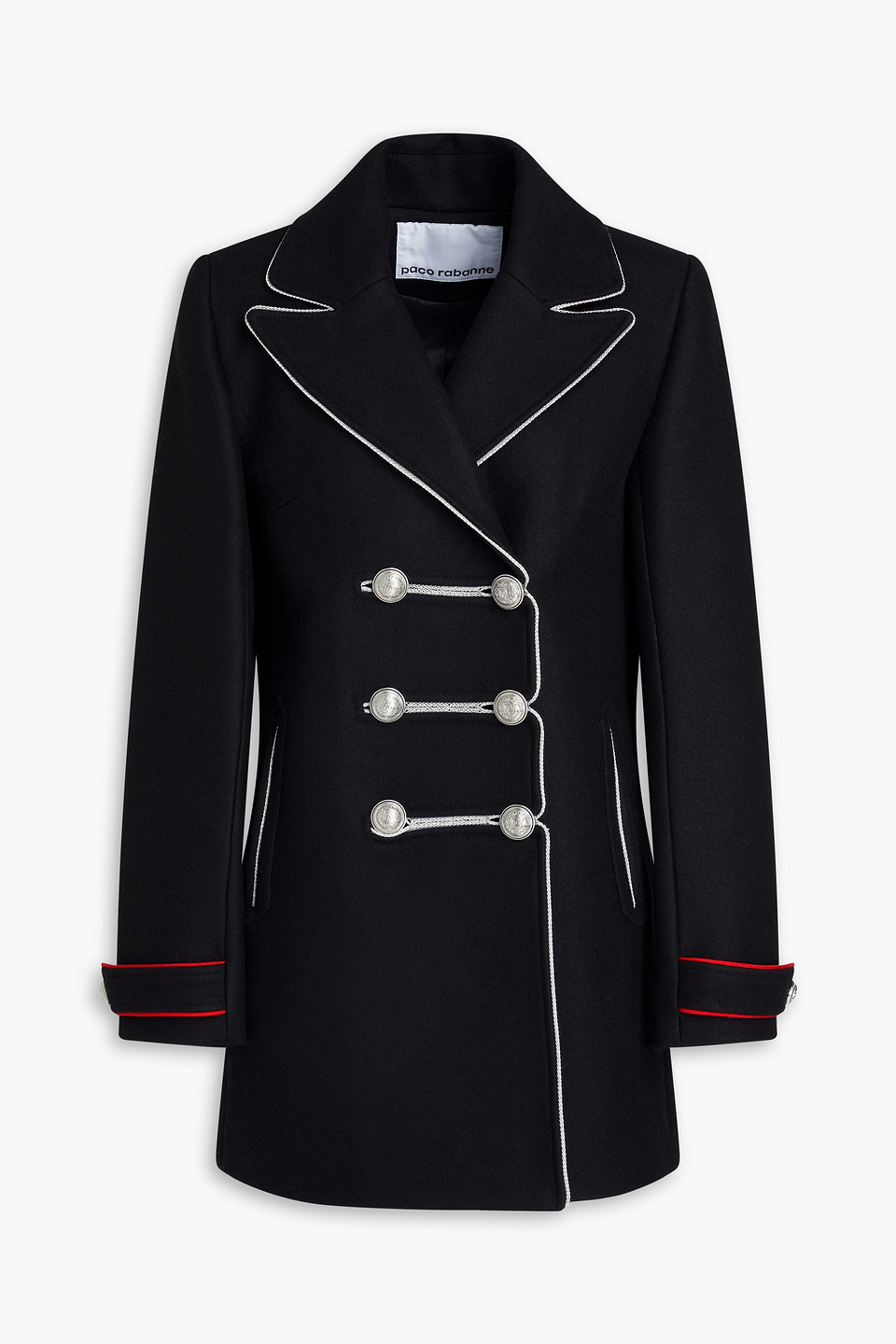 Rabanne Double-breasted Wool-blend Felt Coat In Black
