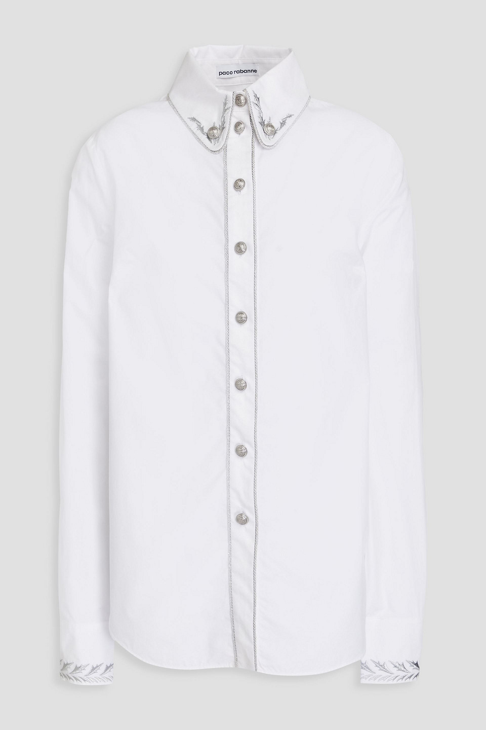 RABANNE - Metallic embroidered cotton-poplin shirt - White - FR 36