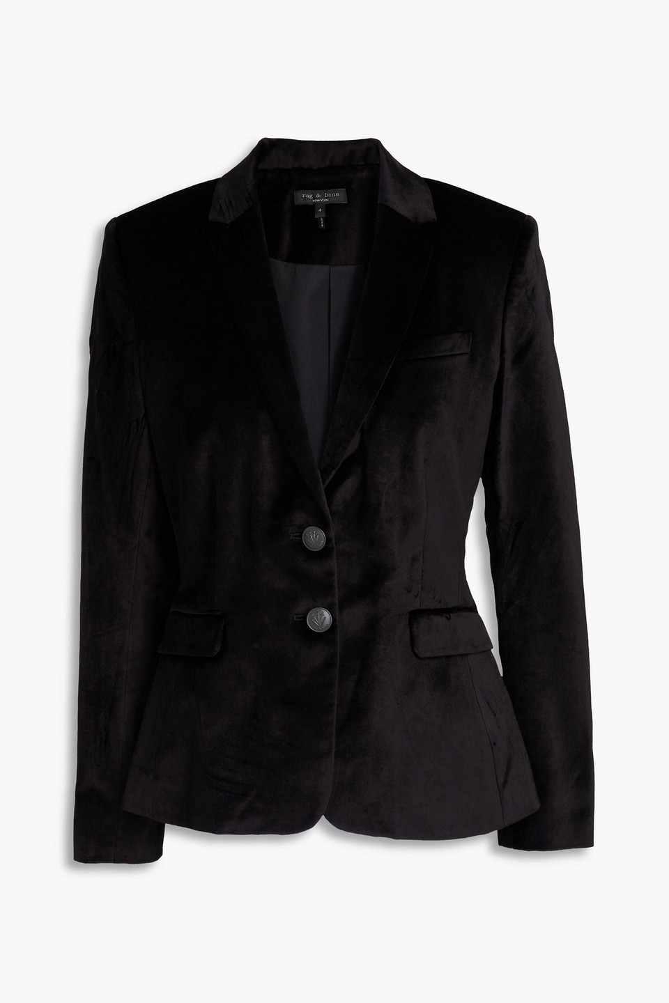 Rag & Bone Razor Cotton-blend Velvet Blazer In Black