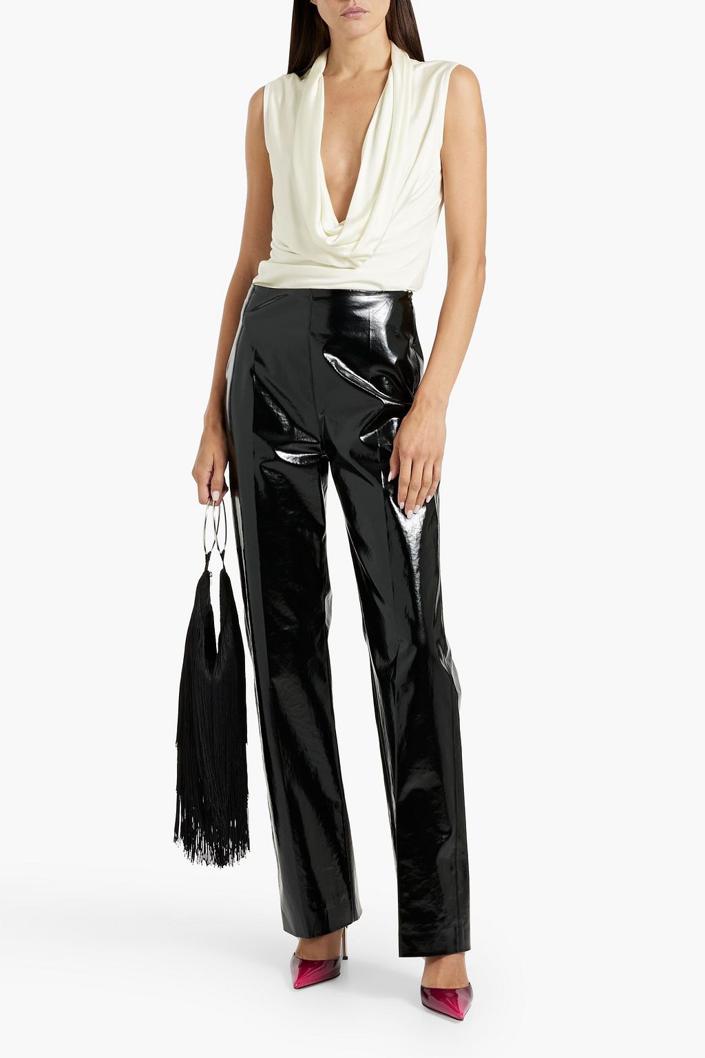 HELMUT LANG Draped satin-jersey top