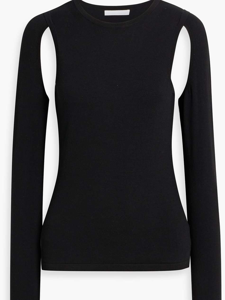 cutout cotton-blend jersey top