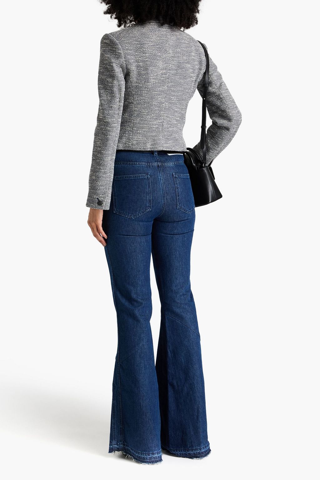 RAG & BONE بليزر Josie قصير من مزيج من القطن والتويد وبحبكة بوكليه وبصفين من الأزرار