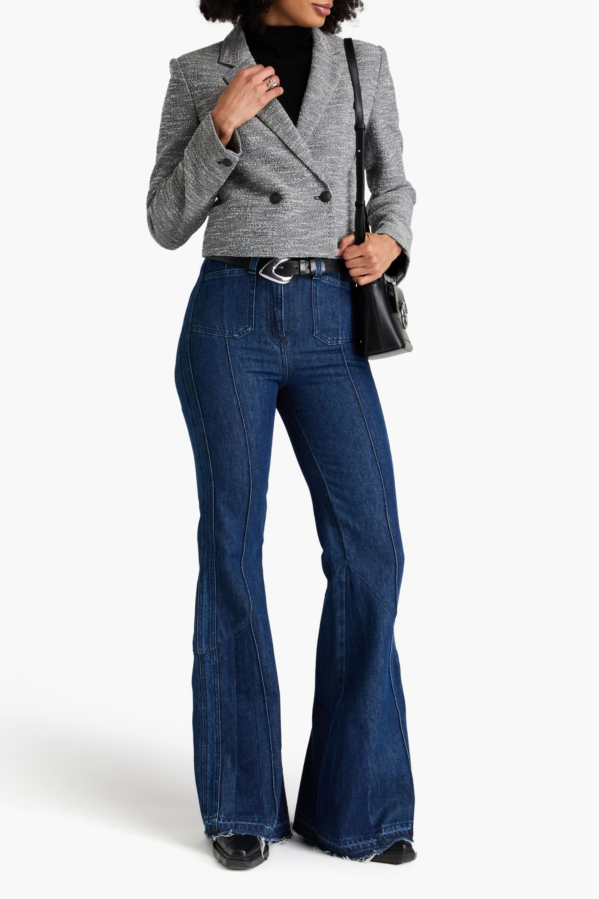 rag & bone Josie cropped double-breasted cotton-blend bouclé-tweed blazer